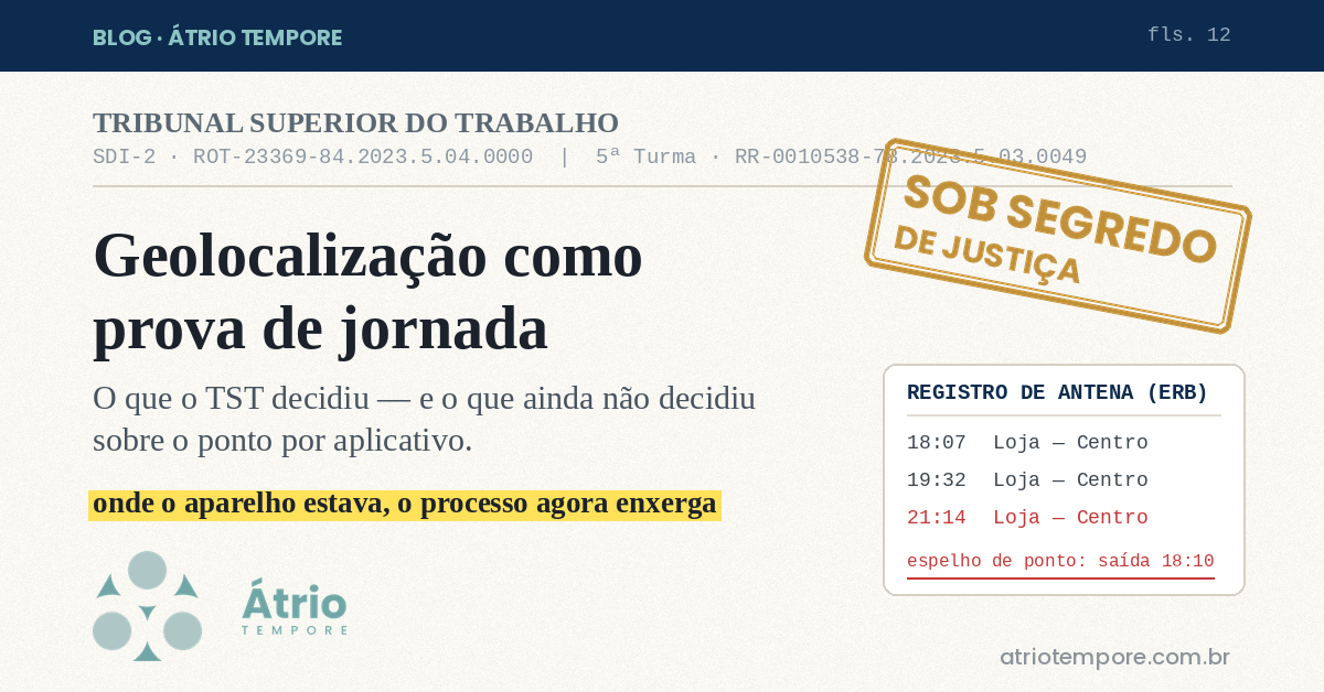 Geolocalização como prova de jornada: o que o TST decidiu (e o que ainda não decidiu sobre ponto por app)